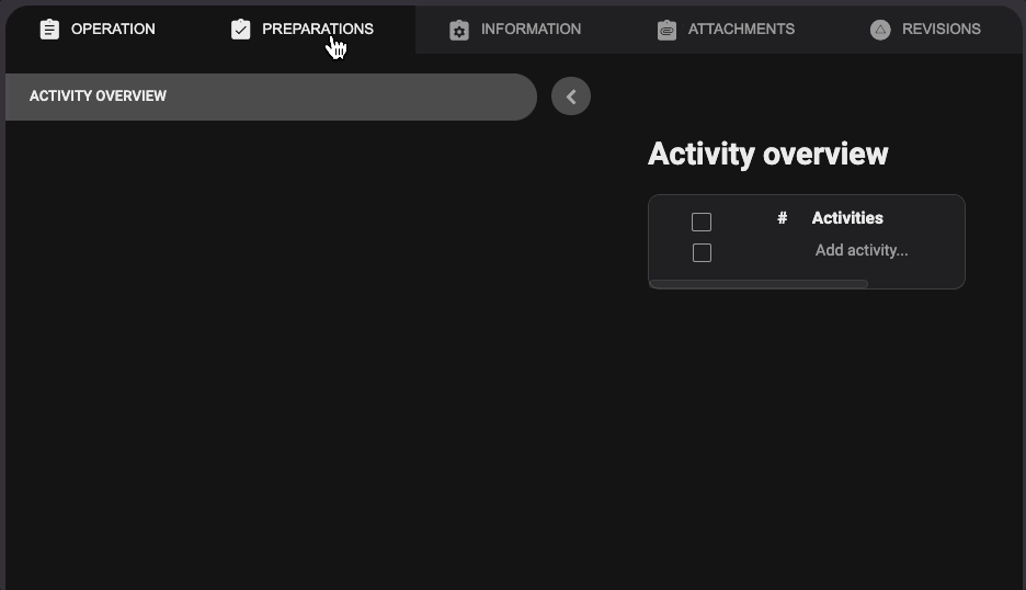 Prepartion - Create preparation