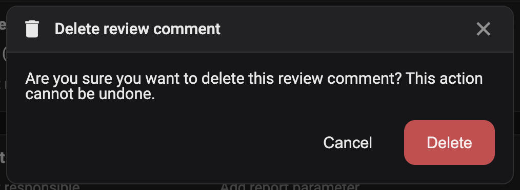 Right sidebar - Delete review comment