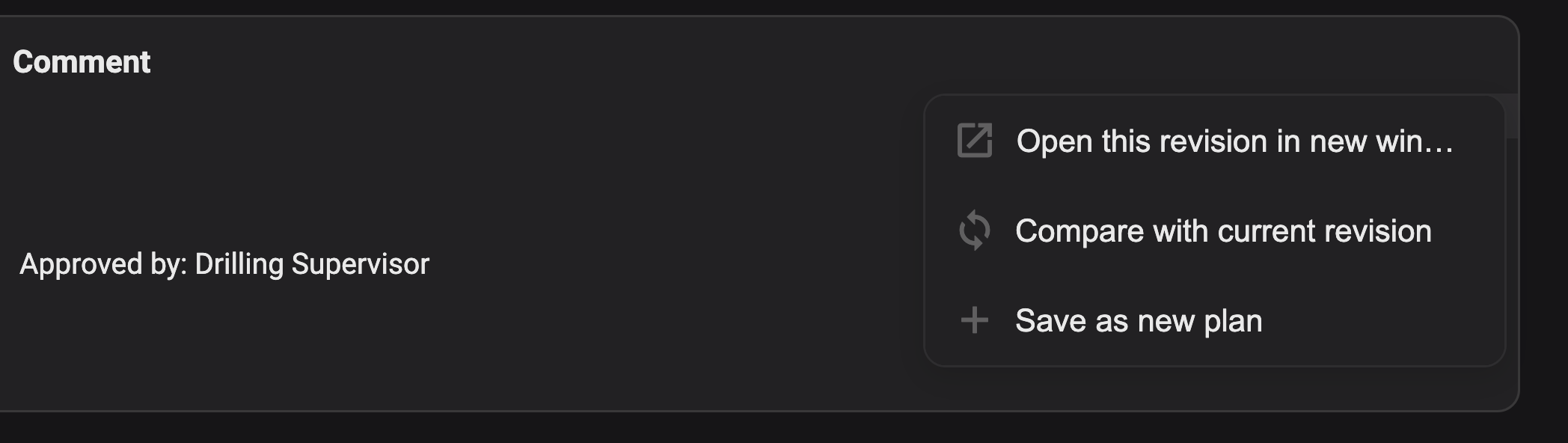 Revision item - dropdown