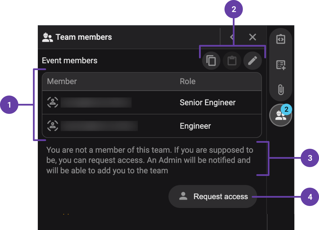 Team members - right-side panel