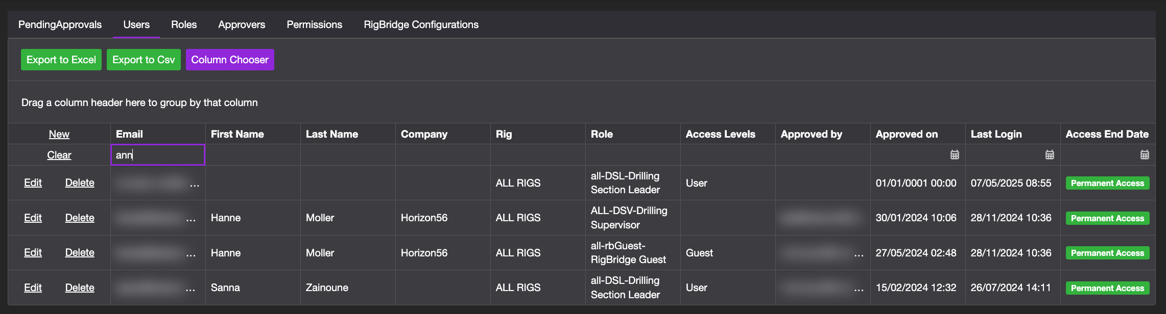 SysConfig - Users tab