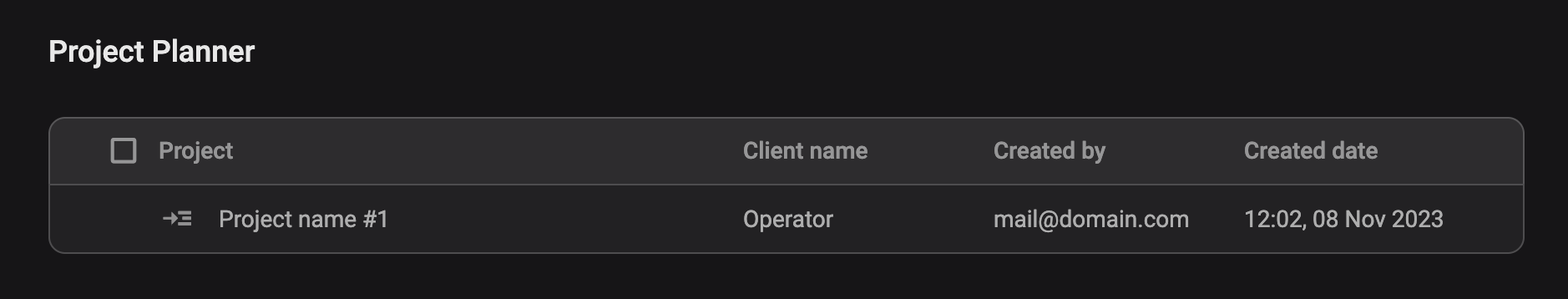 Project Planner overview