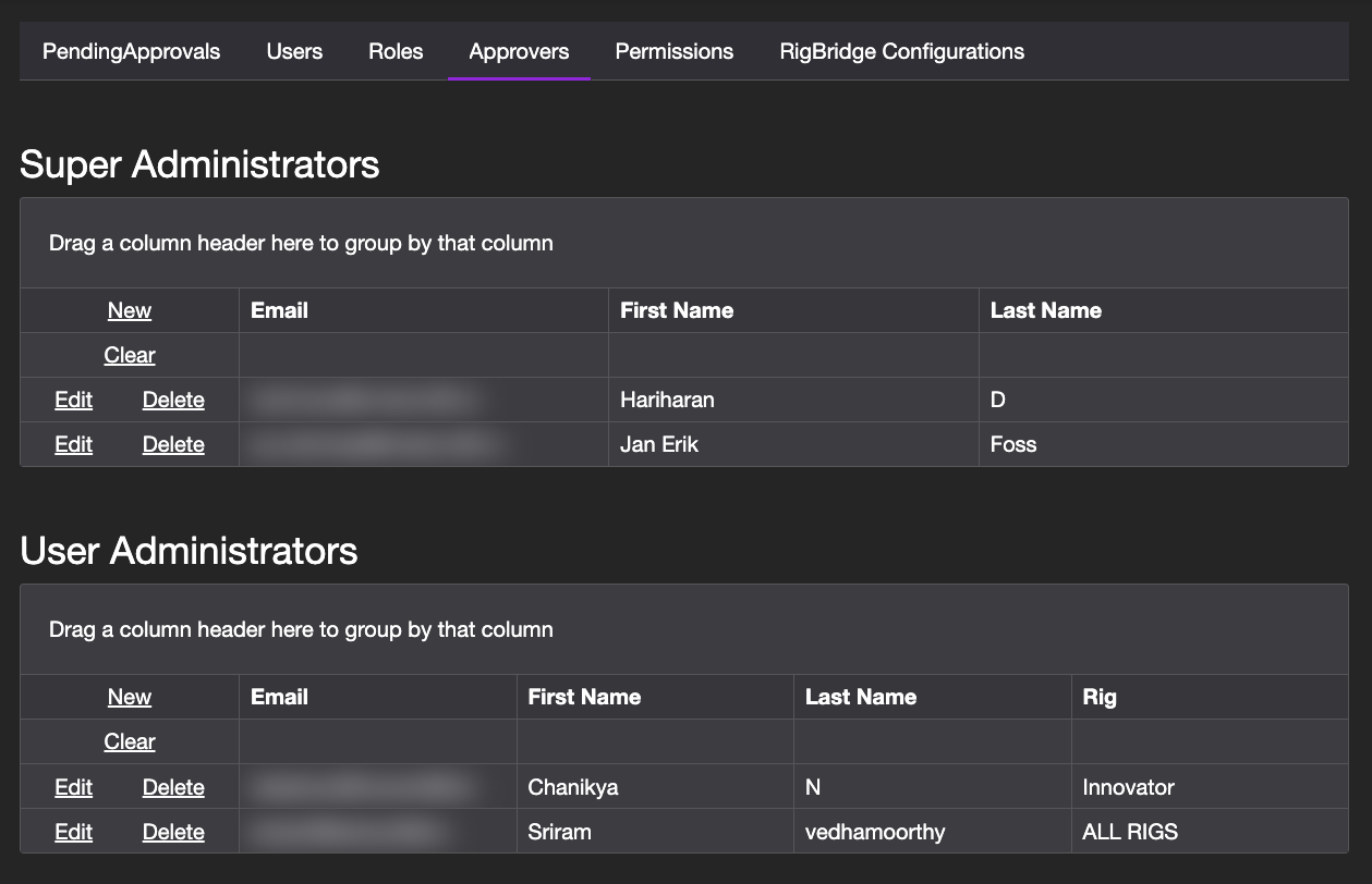 SysConfig - Approvers - Frontpage
