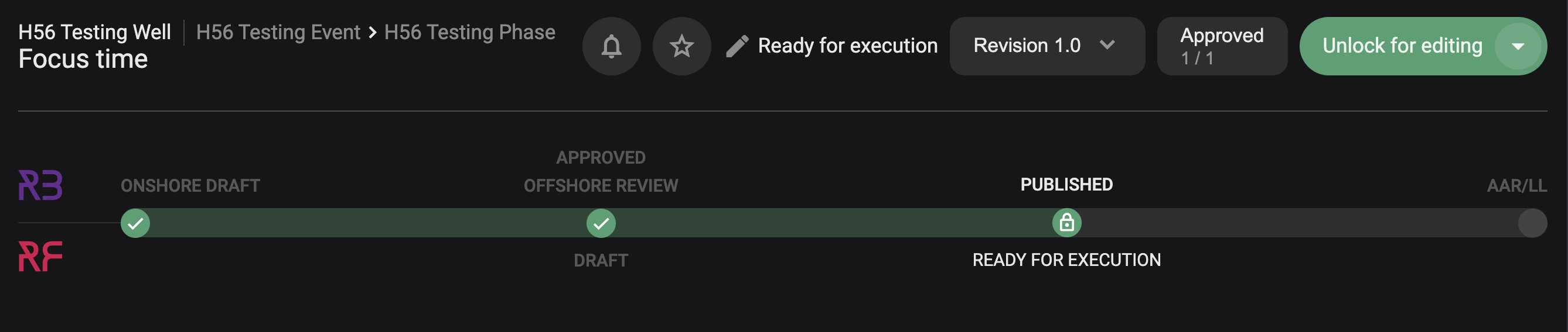 Plan status bar - Published