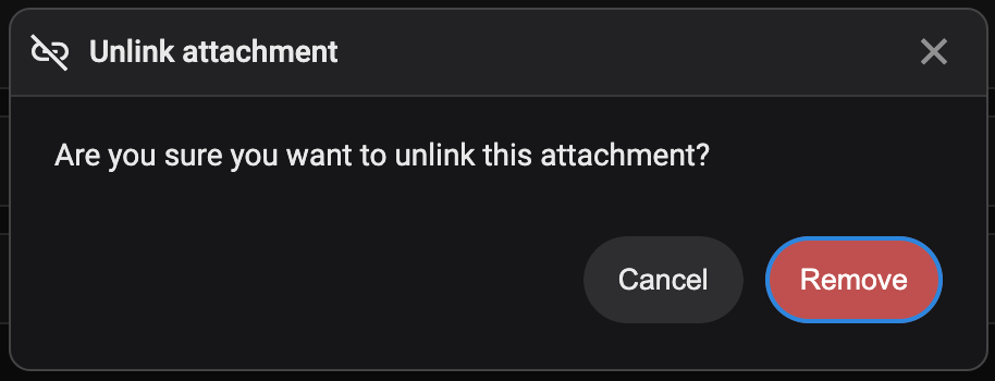 Attachments - Unlink modal